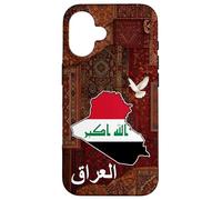 Carcasa para iPhone 16 Diseño de Bandera de Irak, hogar de IRQ Bagdad, Orgullo iraquí, Amo a Irak