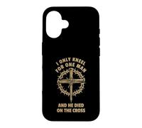 Carcasa para iPhone 16 Diseño de Christian Faith Jesus Cross arrodillado para un Solo Hombre