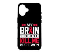 Carcasa para iPhone 16 Diseño de Cinta MY Brain Tried TO Kill ME Pero I Won