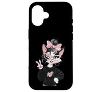 Carcasa para iPhone 16 Diseño de Gafas Rosas con diseño de gatita Kawaii, guiñando un Ojo de la Paz