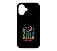 Carcasa para iPhone 16 Diseño Magic Happens After Dark Moon & Flowers