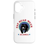 Carcasa para iPhone 16 Diseño Retro de los años 90 de la Semana de Fat Bear de Alaska, celebra Osos Fuertes