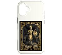 Carcasa para iPhone 16 Divertida Enfermera Tarot Card El Turno de Noche Esqueleto enfermería