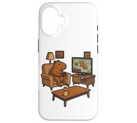 Carcasa para iPhone 16 Divertido Capybara Gamer Meme Cozy Animal Gaming Broma Juego Retro