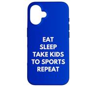 Carcasa para iPhone 16 Divertido Eat Sleep Kids Sports Repeat Mom Dad Sport Fan