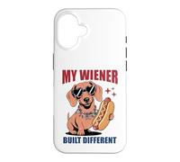 Carcasa para iPhone 16 Divertido Hot Dog Dachshund My Wiener construyó Diferentes Salchichas