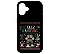 Carcasa para iPhone 16 Divertido Juego de Palabras para dueño de Perro de Navidad - Feliz Navidog Ugly Christmas
