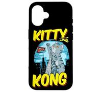 Carcasa para iPhone 16 Divertido Kitty Kong Peluche Monstruo Gatito Gato Atigrado