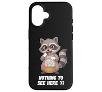 Carcasa para iPhone 16 Divertido Mapache de Pascua Nada Que Ver aquí Papelera Panda