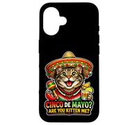 Carcasa para iPhone 16 Divertido Meme del Gato del Cinco de Mayo Are You Kitten Me