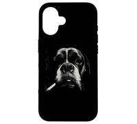 Carcasa para iPhone 16 Divertido Perro Fumando Boxer Nariz Primer Plano Boceto