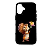 Carcasa para iPhone 16 Divertido Regalo de Animales para Amantes de Las Flores de Ardilla para Hombres, Mujeres y niños