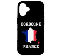 Carcasa para iPhone 16 Dordogne Francia Vintage Francia Bandera Mapa Diseño