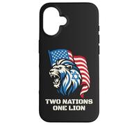 Carcasa para iPhone 16 Dos Naciones Un León - Diseño Patriótico de Estados Unidos Israel