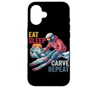 Carcasa para iPhone 16 Eat Sleep Carve Repeat - Ski Driver Sunset Ski Design