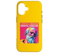 Carcasa para iPhone 16 El Amor es una Enfermedad Mental Palabras de sabiduría de Platón Estilo de Arte Pop
