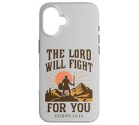 Carcasa para iPhone 16 El Señor Luchará por Ti - Éxodo 14:14 Retro