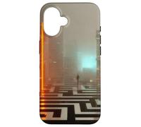 Carcasa para iPhone 16 El umbral de neón - Cyberpunk Dystopian City Art