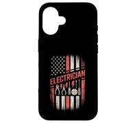 Carcasa para iPhone 16 Electrician American Flag Pride 4th of July Independance Day