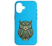 Carcasa para iPhone 16 Elemental Folk Art Owl Symmetrical Mandala Bird Graphic