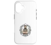 Carcasa para iPhone 16 Emblema de Honor de Caballero Barbudo Vintage Estilo Retro