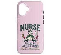 Carcasa para iPhone 16 Enfermera Vintage Impulsado por Café & Caos RN Médico