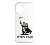 Carcasa para iPhone 16 Engañamos al Amanecer Esqueleto Rana Truco o Trato Halloween