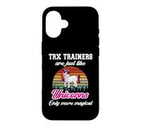 Carcasa para iPhone 16 Entrenamiento TRX/Funny Colorful Unicorn Personal Trainers