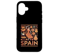 Carcasa para iPhone 16 España Divertida Cultura Española Guitarra Flamenca Paella