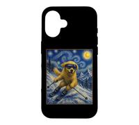 Carcasa para iPhone 16 Esquí Golden Retriever Art Skiier Perro en Ski Hill