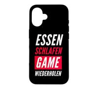 Carcasa para iPhone 16 Essen SCHLAFEN Juego WIEDERHOLEN ALEMÁN FPS Gaming Regalo Gamer