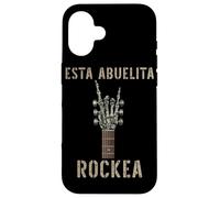Carcasa para iPhone 16 Esta Abuelita Rockea Mano de Esqueleto Music Rock Guitar