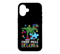 Carcasa para iPhone 16 Every Piece Belongs T-Rex Dinosaur Autism Awareness