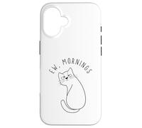 Carcasa para iPhone 16 EW Morning White Cat Sitting with Sad Face Not a Morning Cat