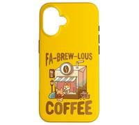 Carcasa para iPhone 16 FA-Brew-Lous Corgi Juego de Palabras de café Barista Amante de los Perros