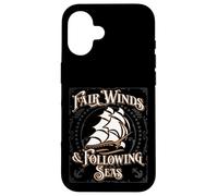 Carcasa para iPhone 16 Fair Winds and Following Seas - Frase Naval temática náutica