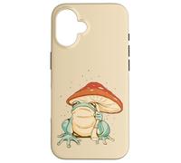 Carcasa para iPhone 16 Farmcore Frog and Mushroom Umbrella Aesthetic Cottagecore