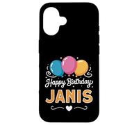 Carcasa para iPhone 16 Feliz cumpleaños Janis