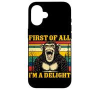 Carcasa para iPhone 16 First of All I'm A Delight Vintage Monkey Funny Chimpancé