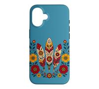 Carcasa para iPhone 16 Floral Boho Plumas Motivos Folk Ornamental Tribal Western