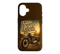 Carcasa para iPhone 16 Follow Jesus He is The Way Christian Motorcycle Gospel Biker