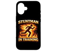 Carcasa para iPhone 16 Fuego Stuntman En Acción Entrenamiento Futuro Flame Intérprete