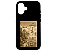 Carcasa para iPhone 16 Funny Bigfoot Bruh UFO Alien Loch Ness Monster Abduction