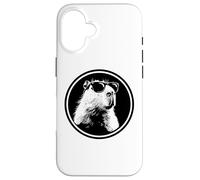 Carcasa para iPhone 16 Funny Black Logo Sunglasses Lover Chill Capybara Vibes