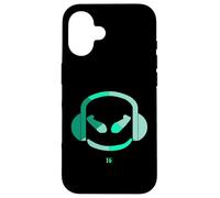 Carcasa para iPhone 16 Funny DJ SmilingFace Multicolores Verde Olive|Turquesa
