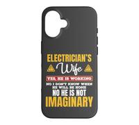 Carcasa para iPhone 16 Funny Electricians Wife Yes He's Working