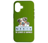Carcasa para iPhone 16 Funny Elements of Happiness Blue Merle Aussie Lover