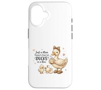 Carcasa para iPhone 16 Funny Mom Just a Mom Trying to Keep Her Ducks Humor