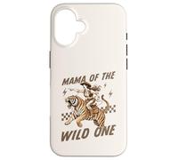 Carcasa para iPhone 16 Funny Mom Tiger Riding. Western Cowboy Mama of The Wild One
