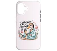 Carcasa para iPhone 16 Funny Motherhood Is The Realest Hood Día de la Madre Goose Mom